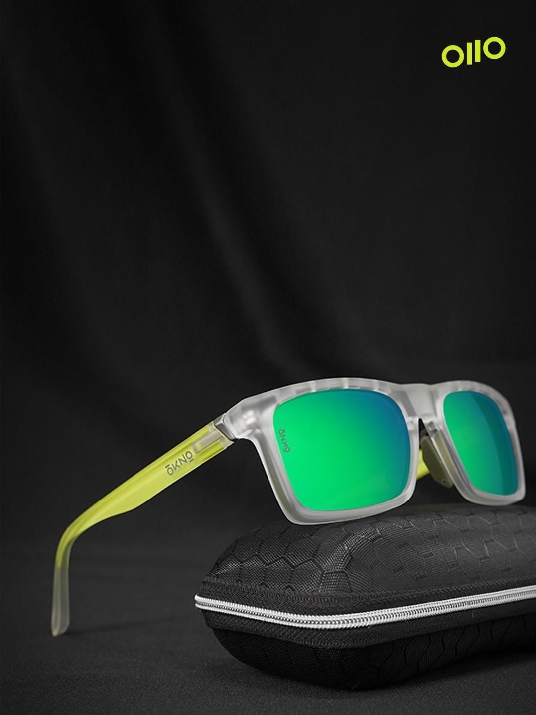 

OKNO Unisex Rectangle Sunglasses with Polarised and UV Protected Lens, Green