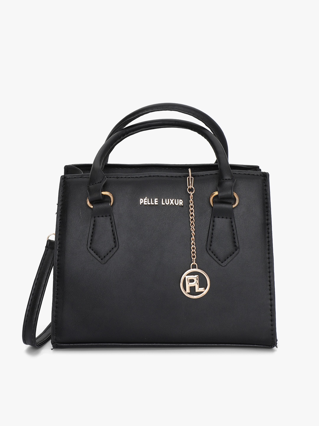 

PELLE LUXUR PU Structured Handheld Bag, Black