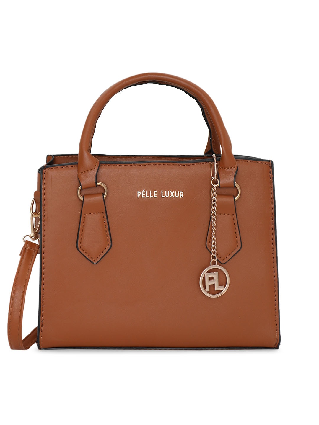 

PELLE LUXUR PU Structured Handheld Bag, Brown