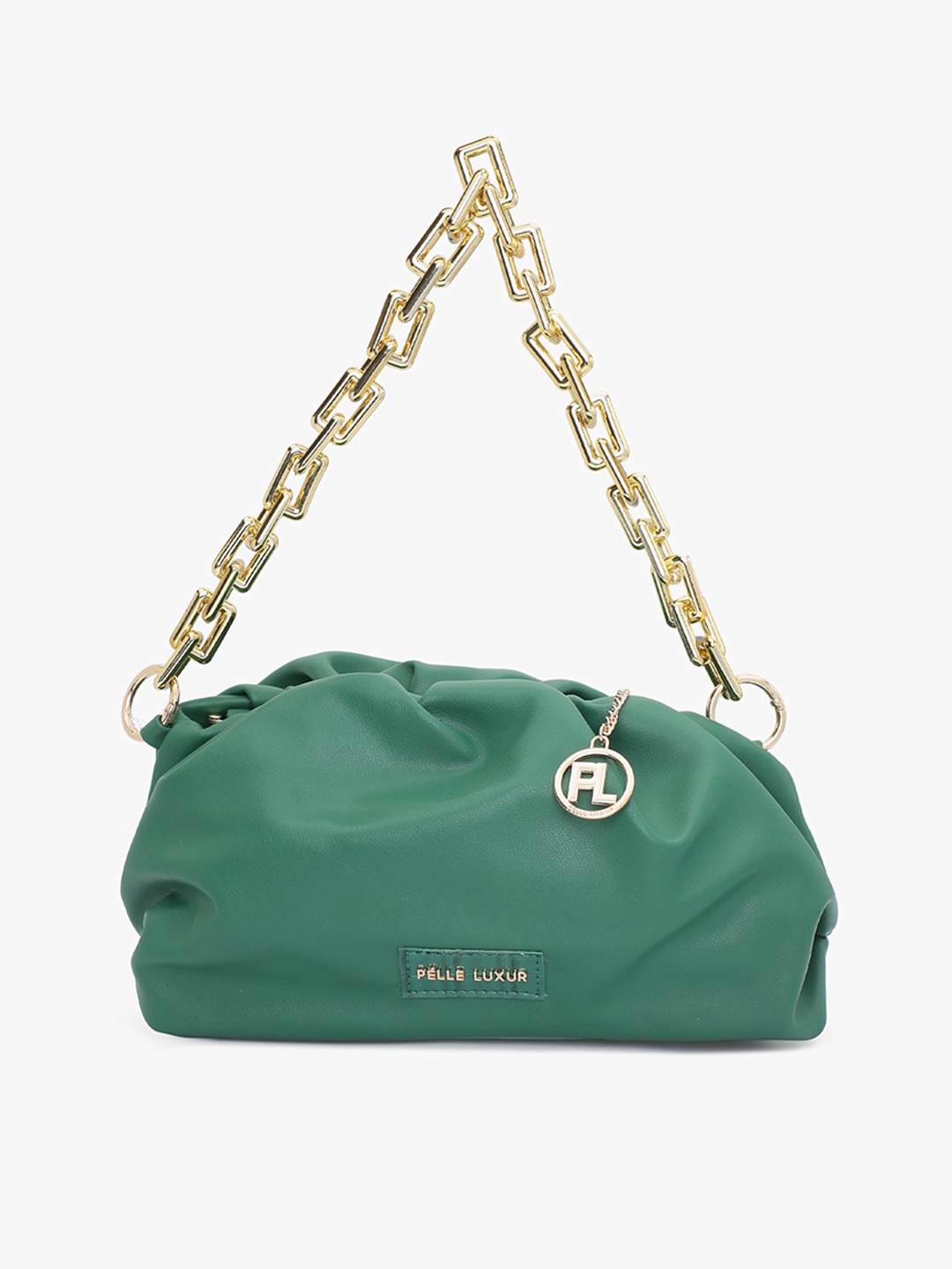 

PELLE LUXUR PU Structured Shoulder Bag, Green