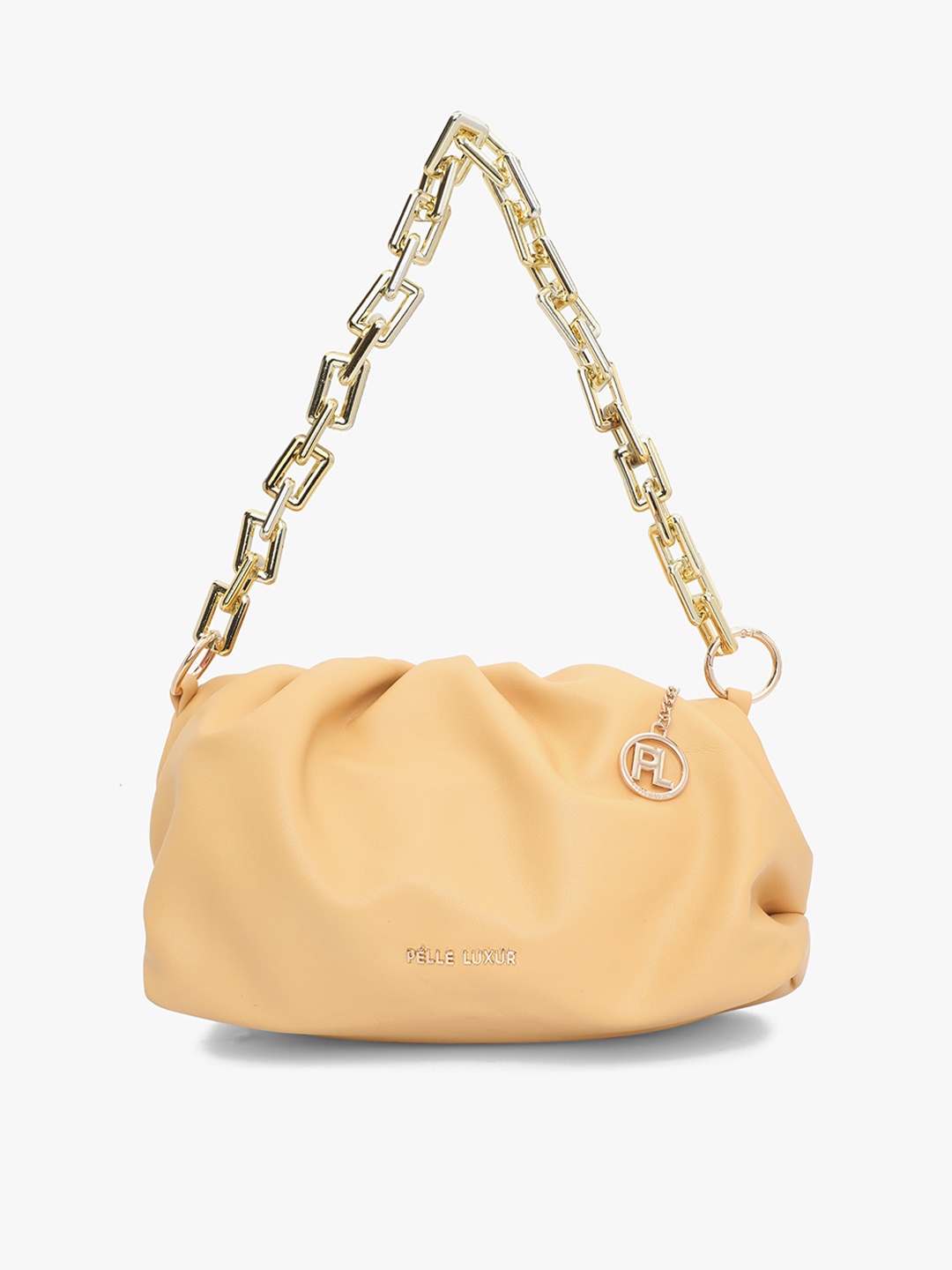 

PELLE LUXUR PU Structured Shoulder Bag, Yellow