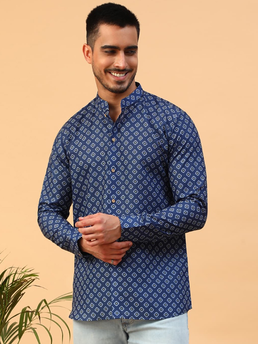 

TABARD Geometric Printed Cotton Straight Kurta, Blue