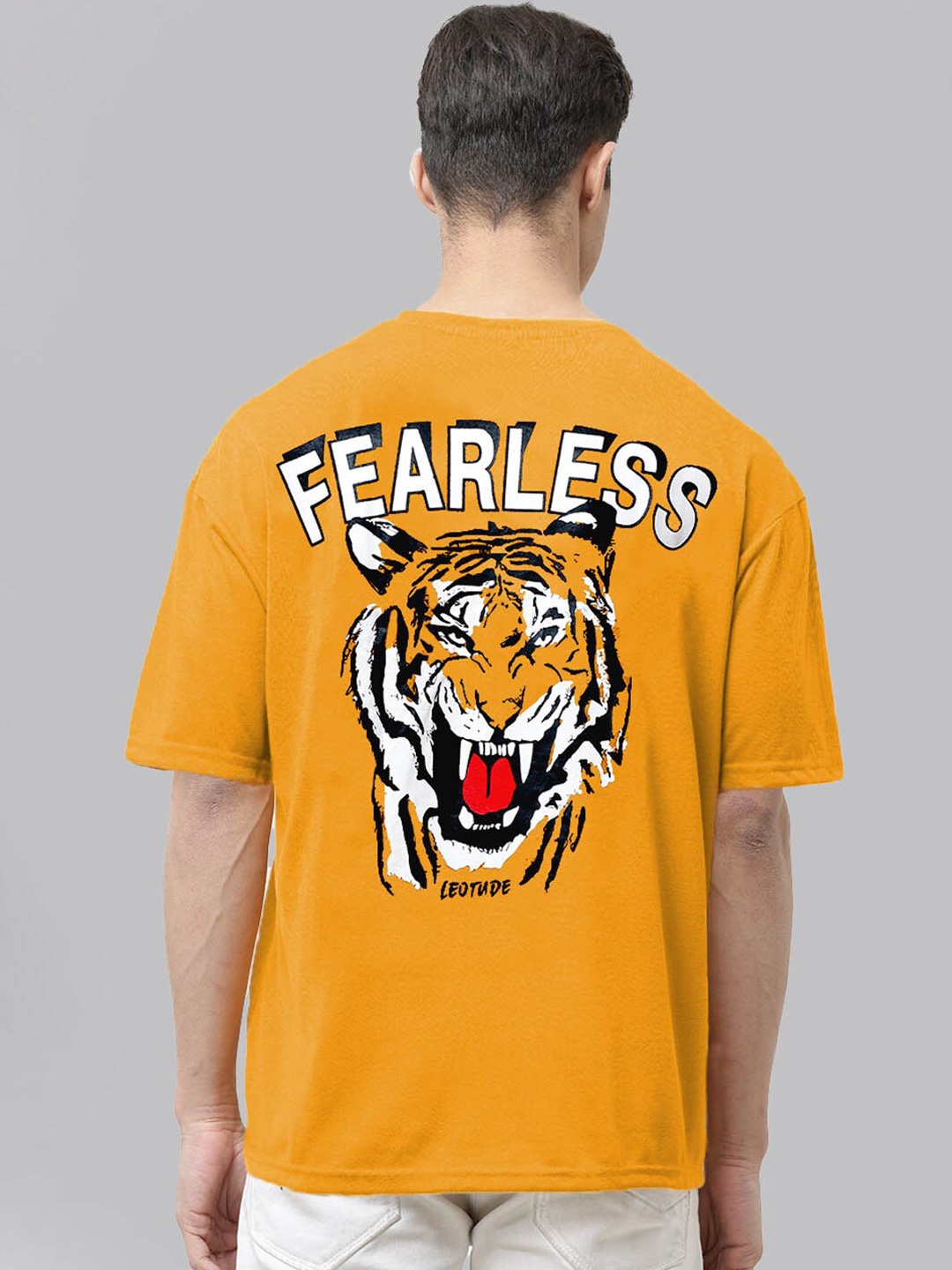 

Leotude Graphic Printed Oversized T-shirt, Mustard
