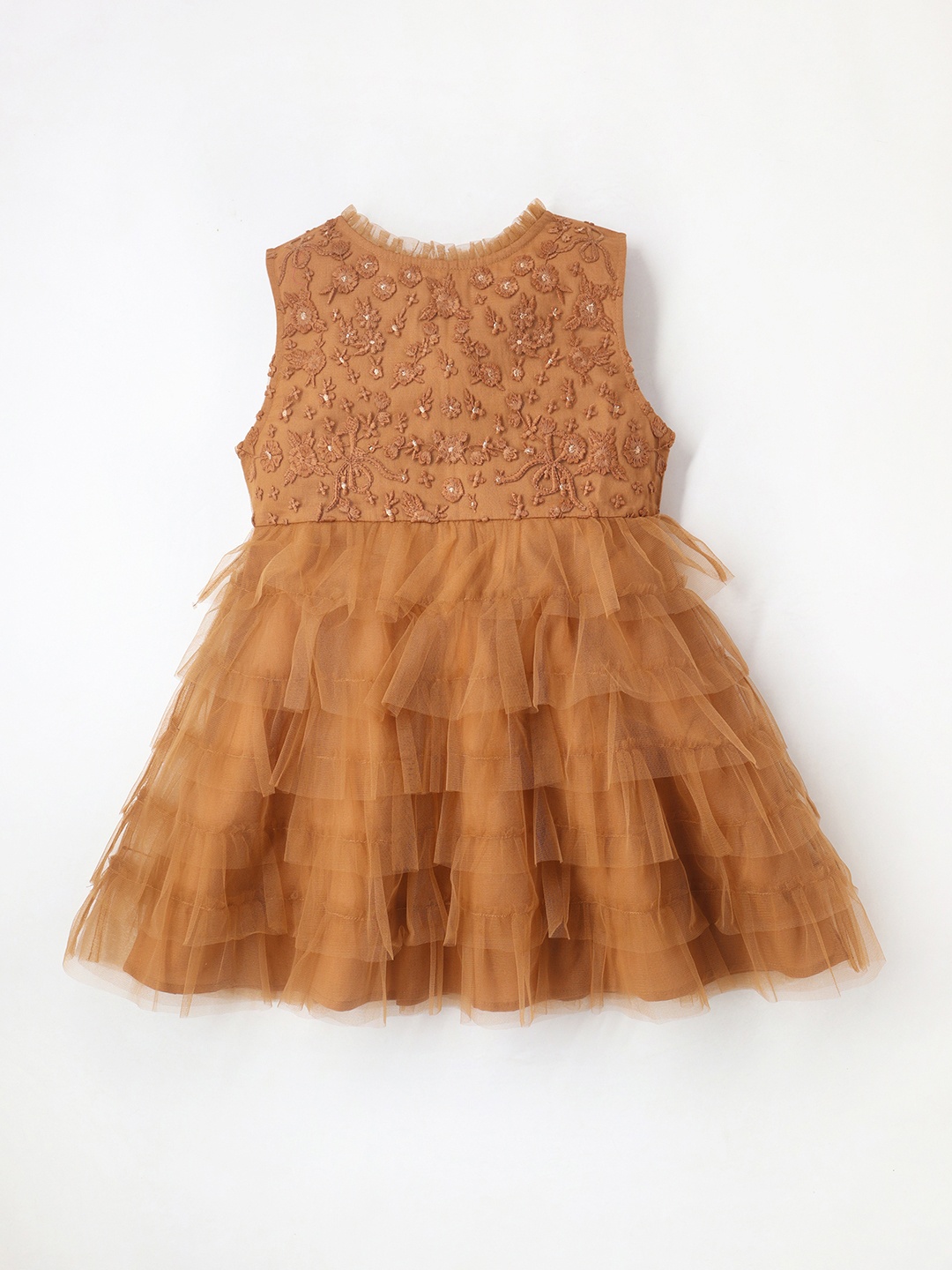 

Cherry Crumble Girls Embellished Fit & Flare Dress, Brown