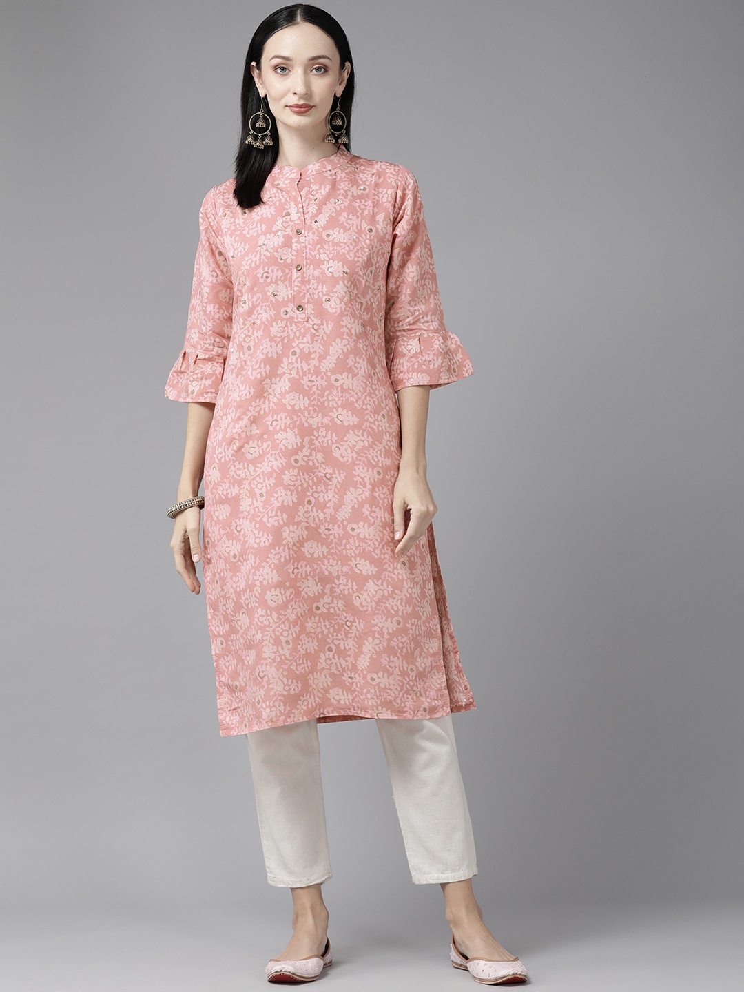 

Aarika Women Peach-Coloured Ethnic Motifs Printed Kurta