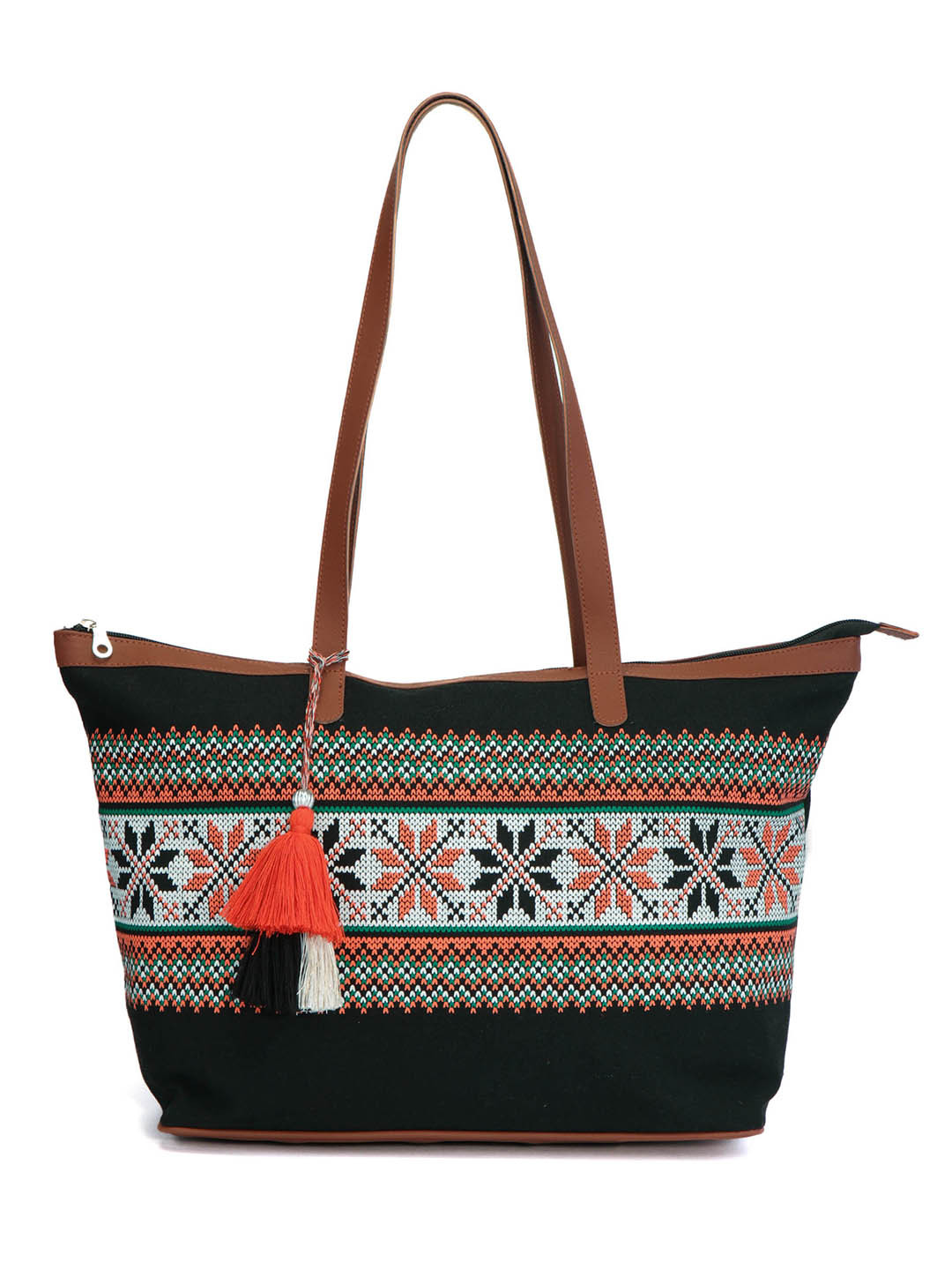

Anekaant Black Self-Design Shoulder Bag