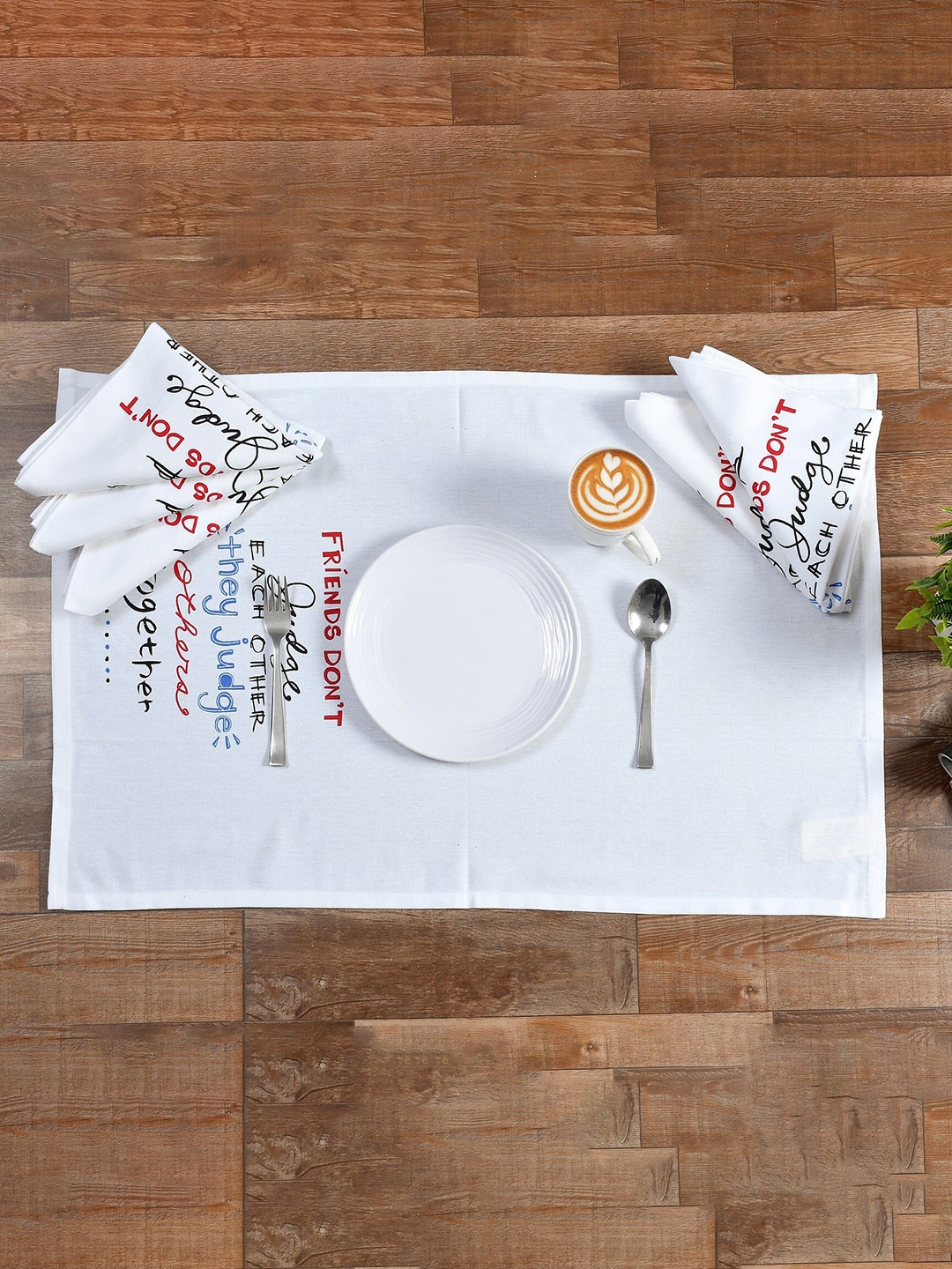 

Texstop White 6-Pieces Printed Organic Cotton Multi Purpose Table Napkin