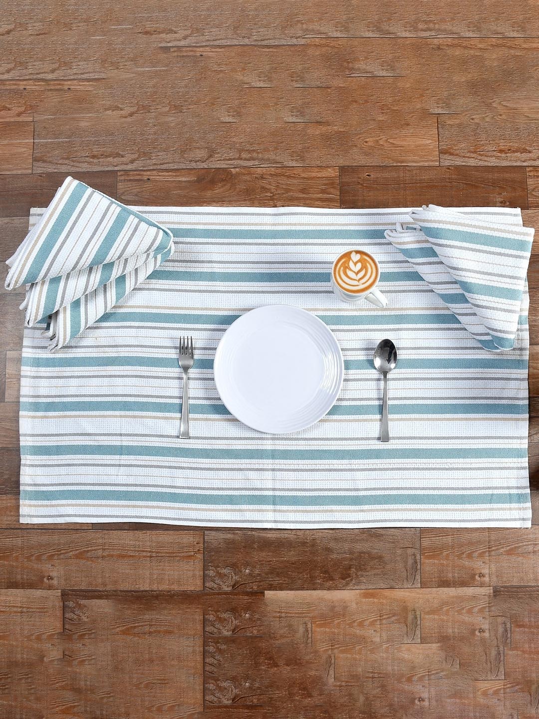 

Texstop White 6-Pieces Striped Organic Cotton Multi Purpose Table Napkin