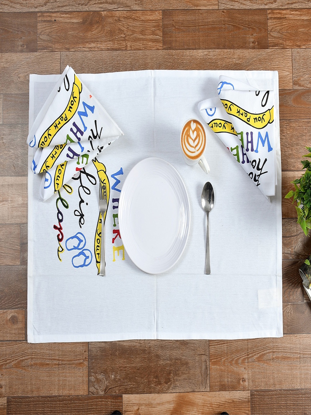 

Texstop White 6-Pieces Printed Organic Cotton Multi Purpose Table Napkin