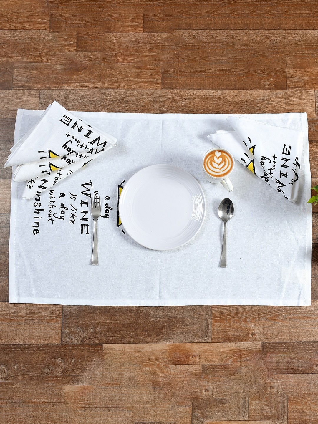 

Texstop White 6-Pieces Printed Organic Cotton Multi Purpose Table Napkin