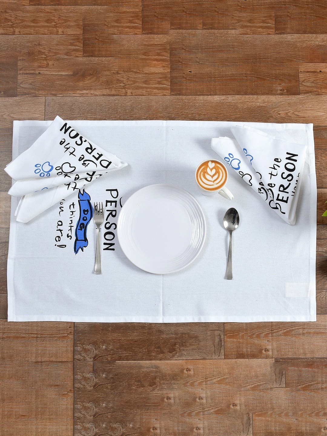 

Texstop White 6-Pieces Printed Organic Cotton Multi Purpose Table Napkin