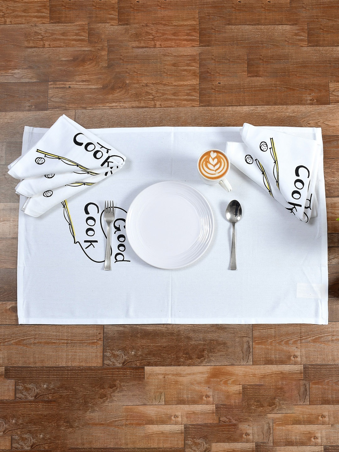 

Texstop White 6-Pieces Printed Organic Cotton Multi Purpose Table Napkin