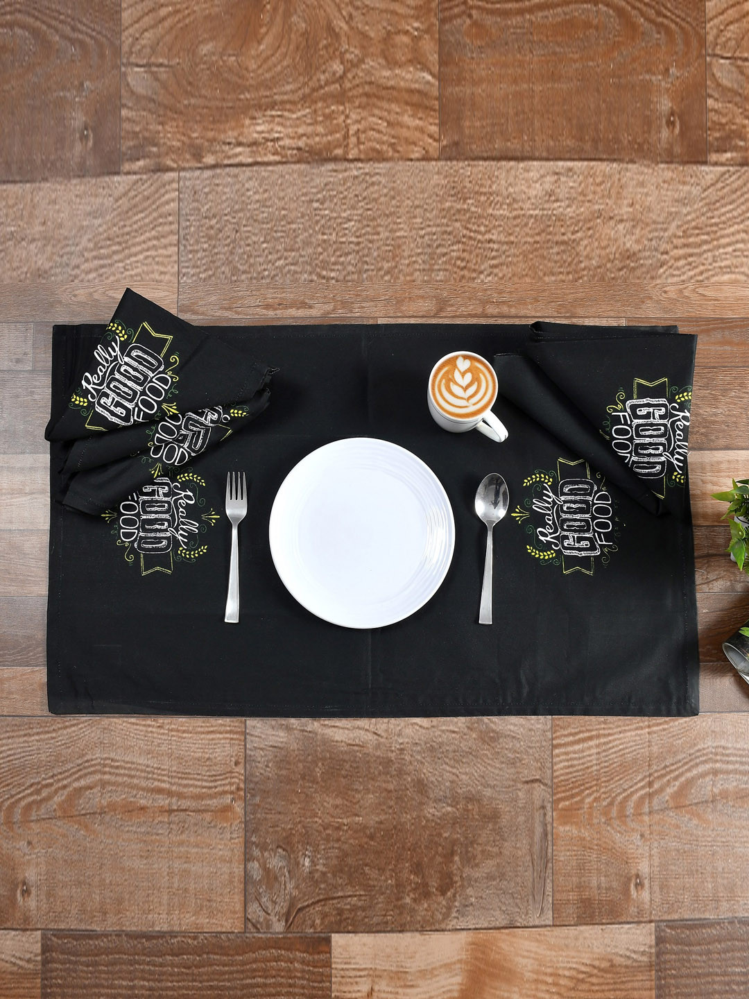 

Texstop Black 6-Pieces Printed Organic Cotton Multi Purpose Table Napkins