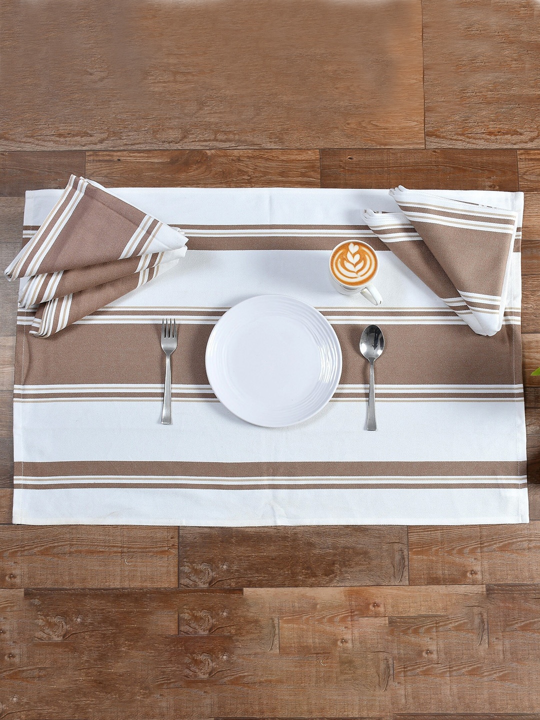 

Texstop White & Brown 6-Pieces Striped Pure Cotton Kitchen Towels