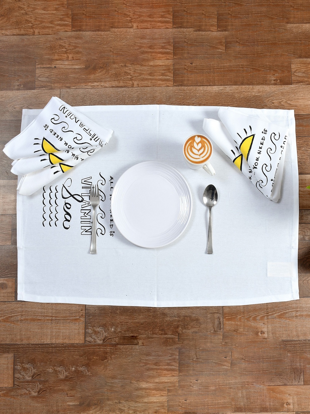 

Texstop White & Yellow 6 Pieces Printed Pure Cotton Kitchen Towels