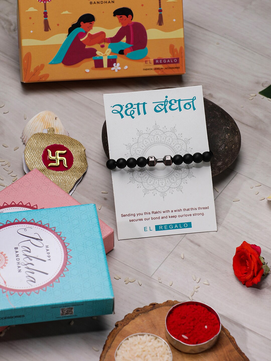 

EL REGALO Beaded Wraparound Rakhis, Black