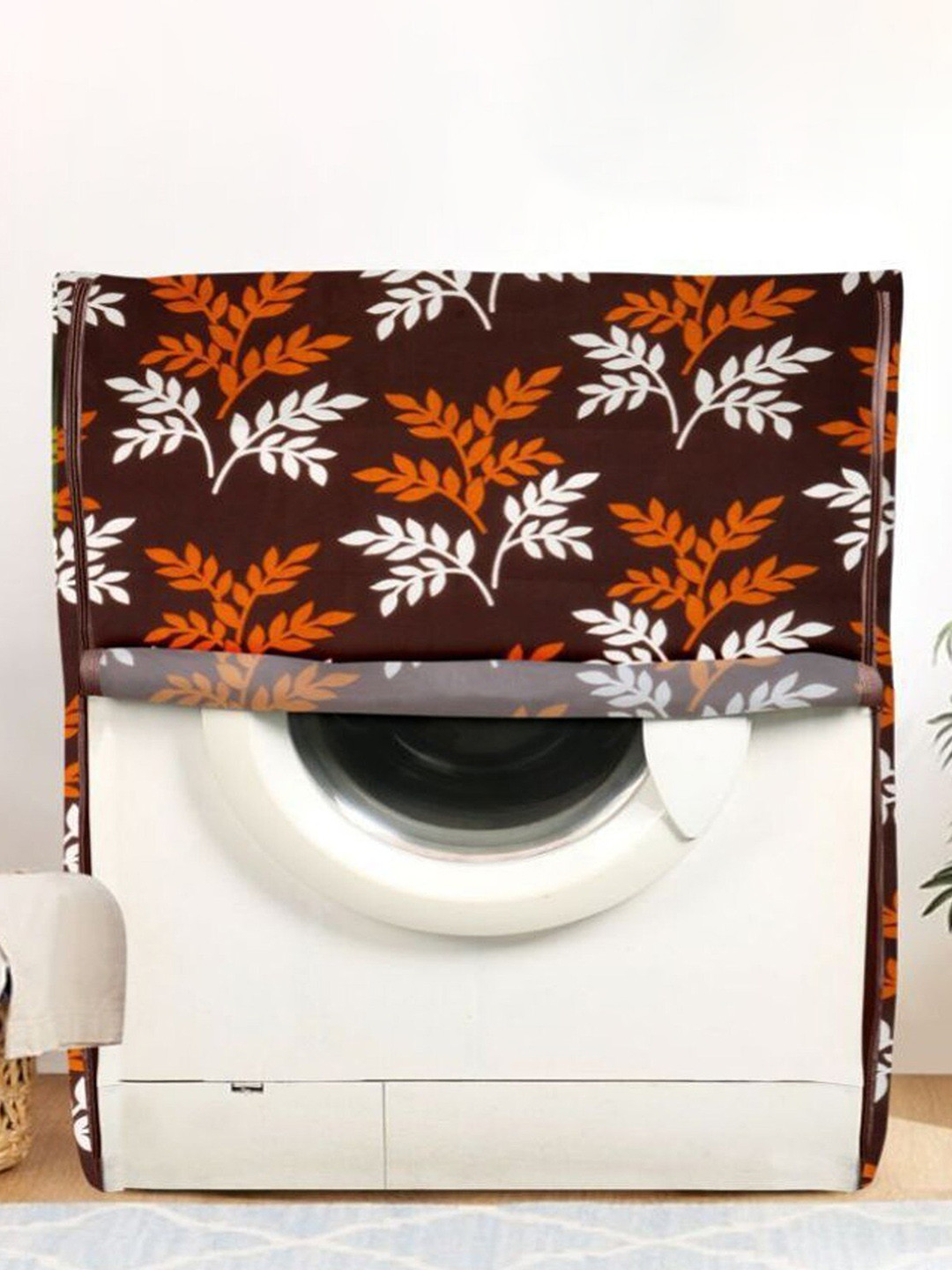 

Dakshya Industries Brown & White Printed Durable Washing Machine cover