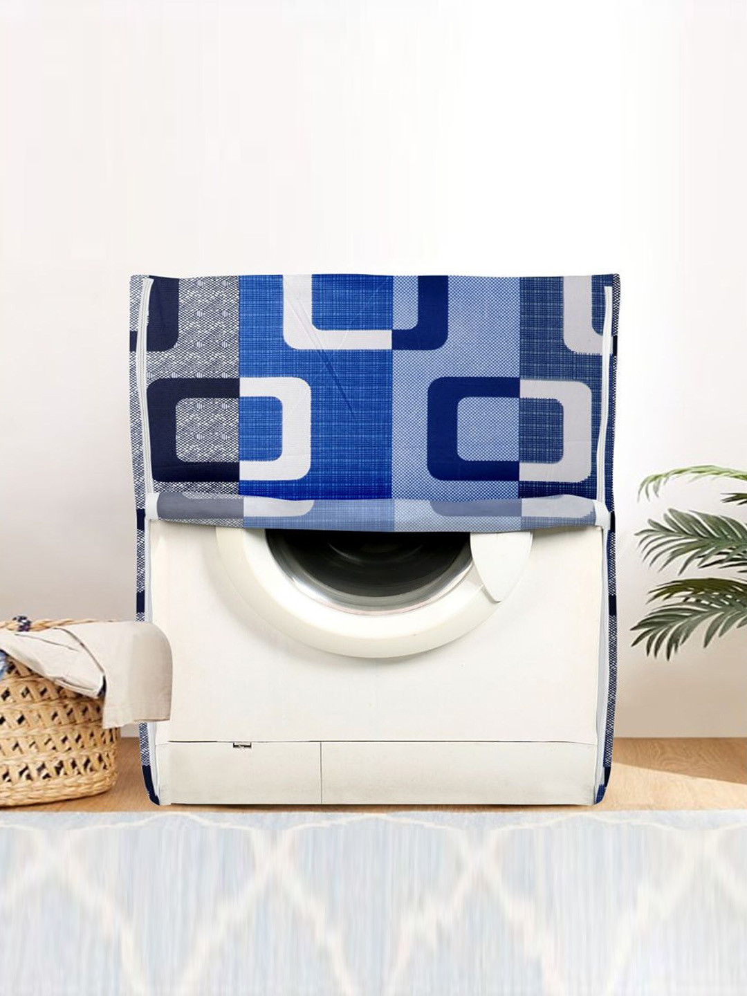 

Dakshya Industries Blue & White Printed Durable Washng Machine cover