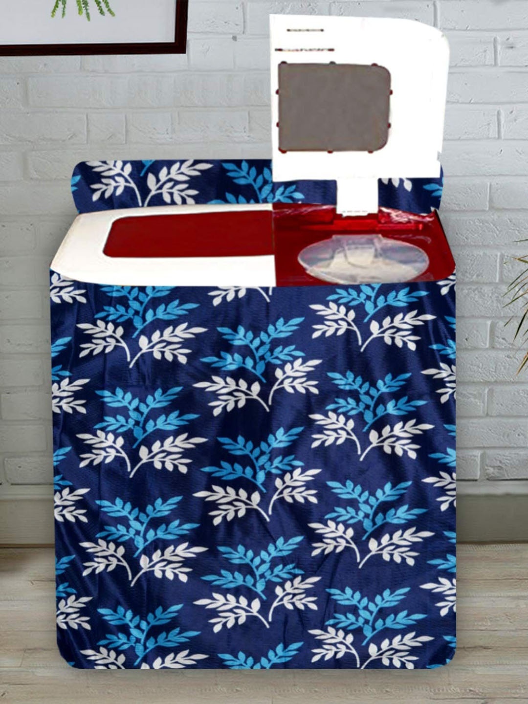 

Dakshya Industries Blue & White Printed Washing Machine Cover