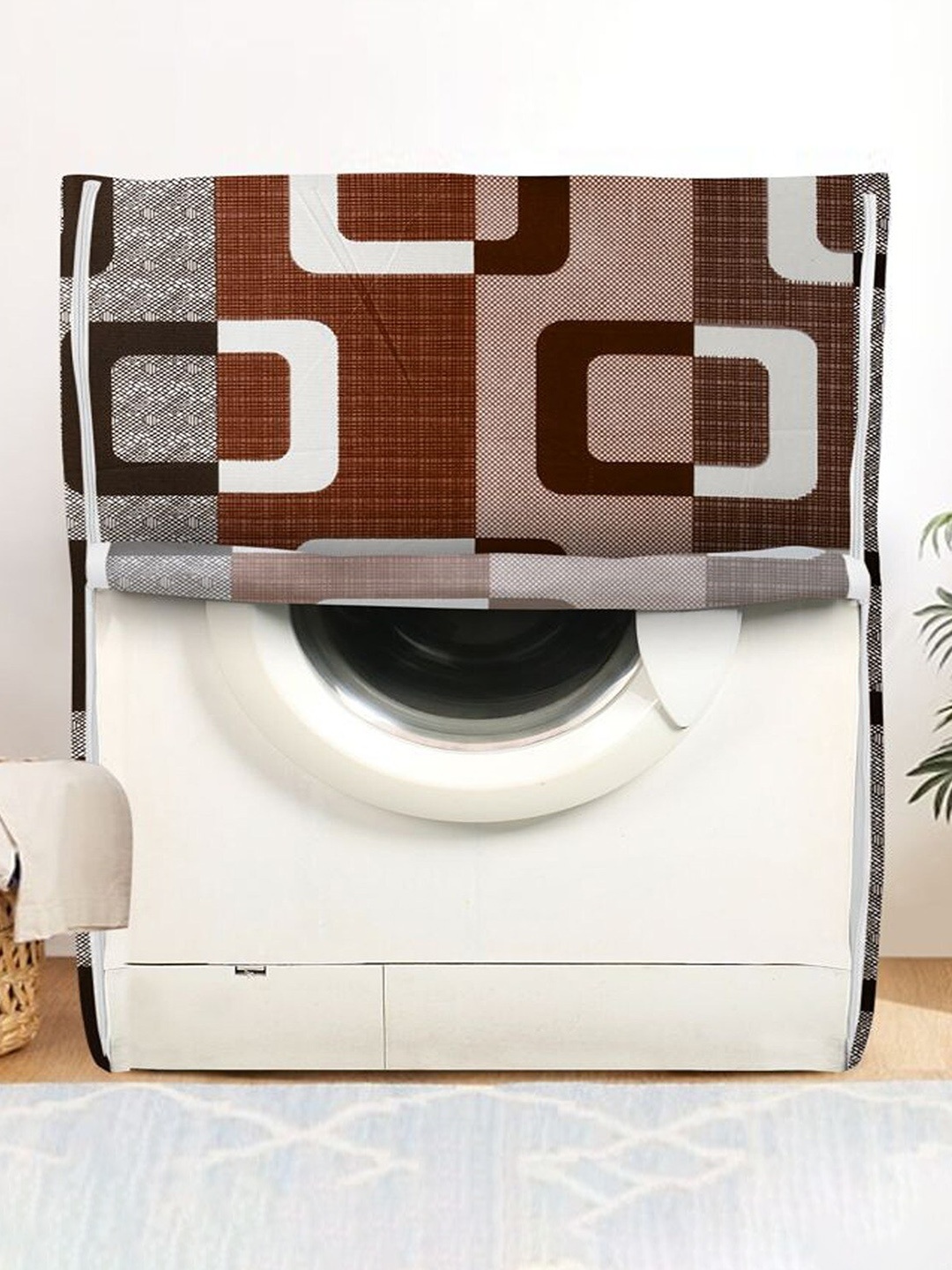 

Dakshya Industries Brown & White Printed Washing Machine Cover