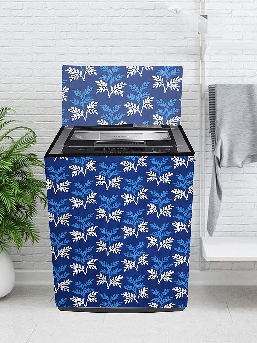 

Dakshya Industries Blue & White Printed Washing Machine Cover