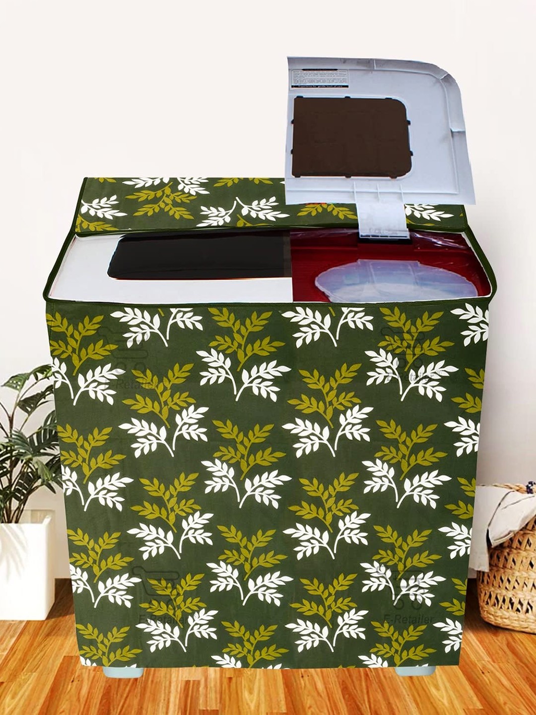 

Dakshya Industries Green & White Printed Durable Washing Machine Cover