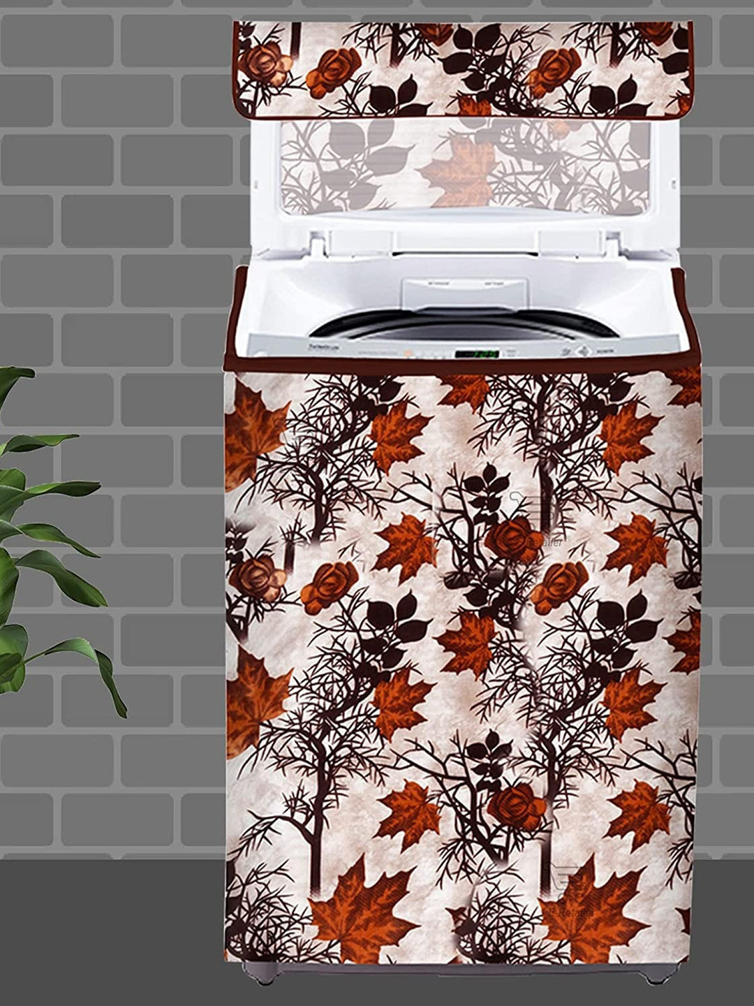 

Dakshya Industries Beige & Brown Printed Washing Machine Cover