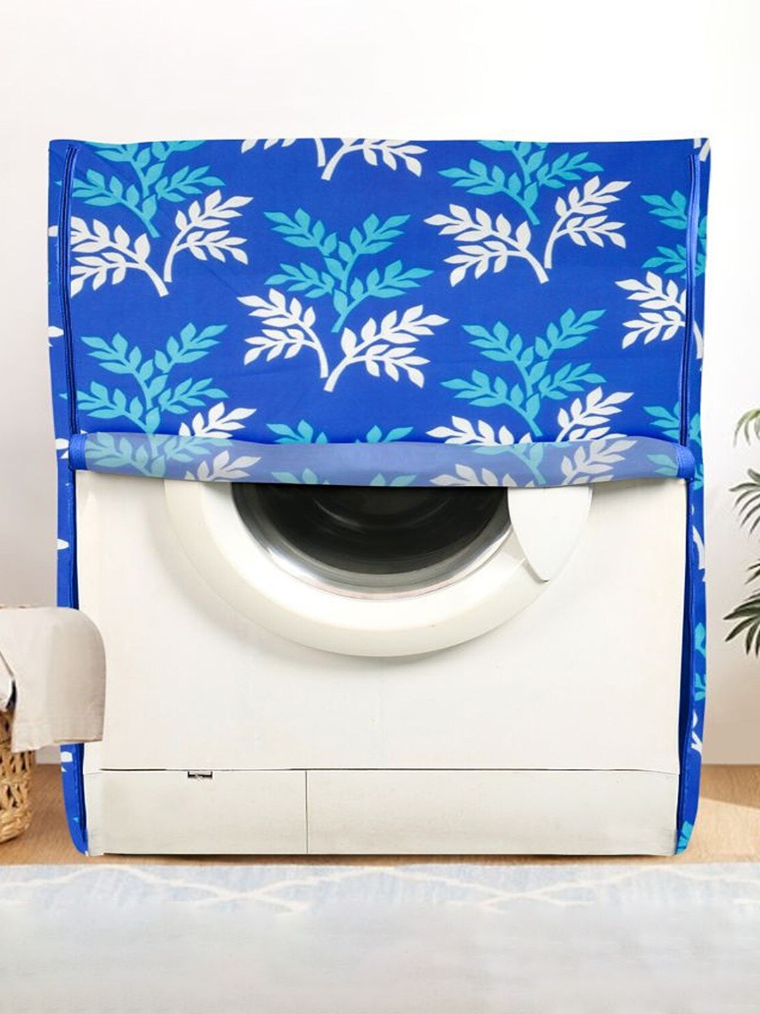 

Dakshya Industries Blue & White Printed Front Load Washing Machine Cover