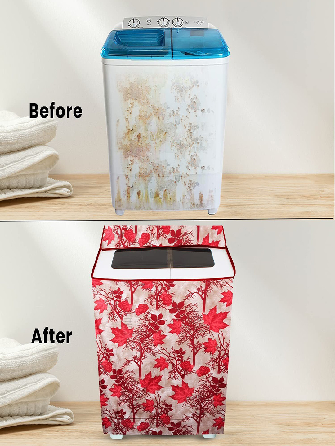 

Dakshya Industries Maroon Printed Durable Washing Machine Cover