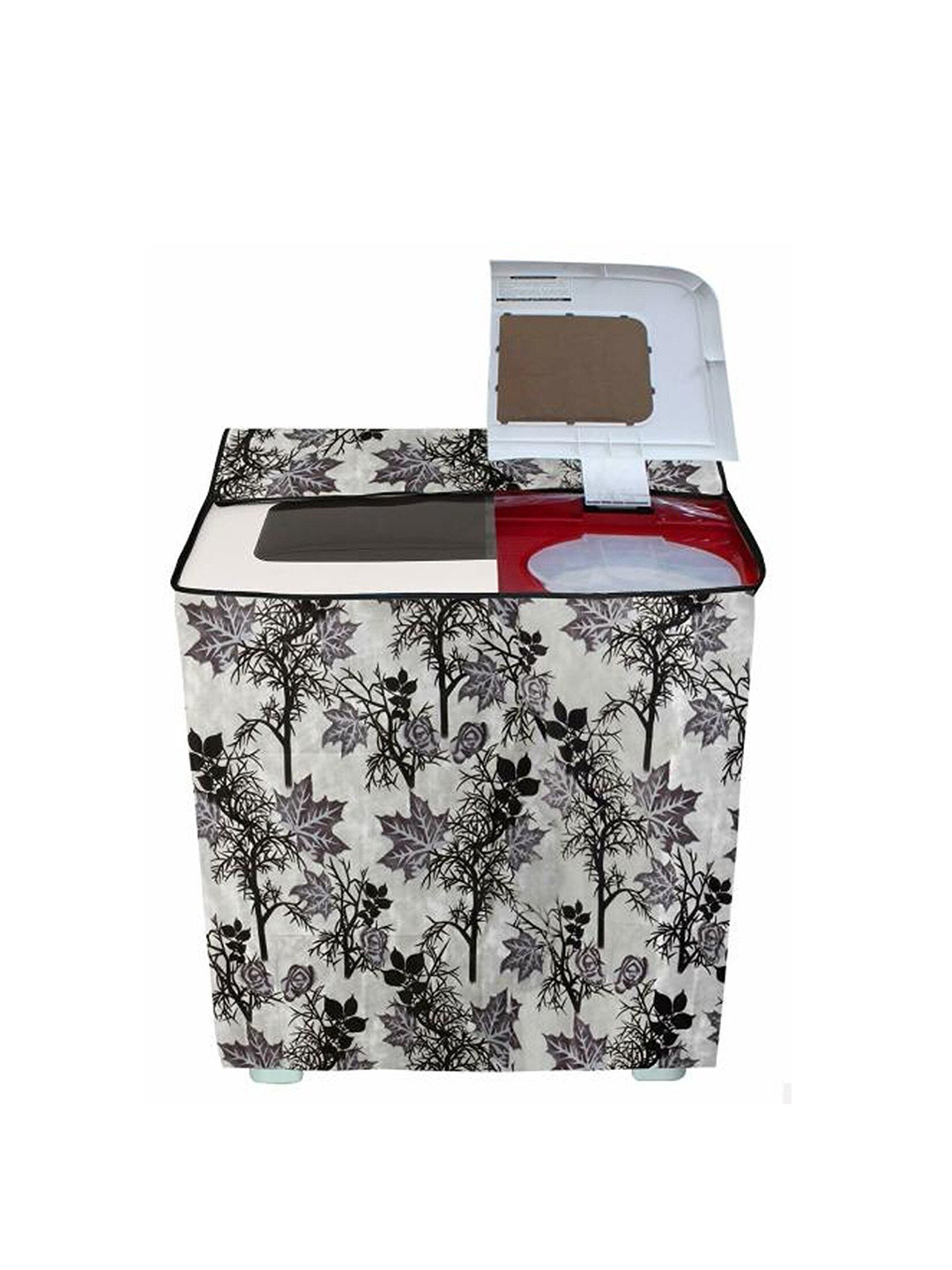

Dakshya Industries Grey & Black Printed Washing Machine Cover