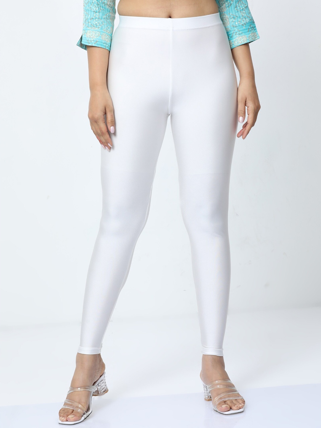 

Bottums Shimmer Ankle Length Leggings, White