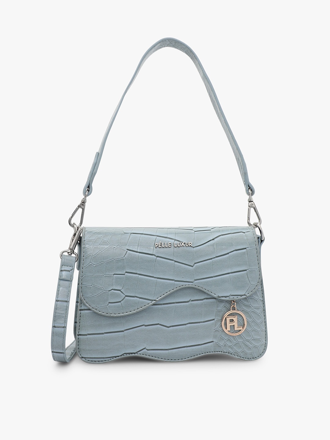 

PELLE LUXUR Textured Structured Sling Bag, Blue