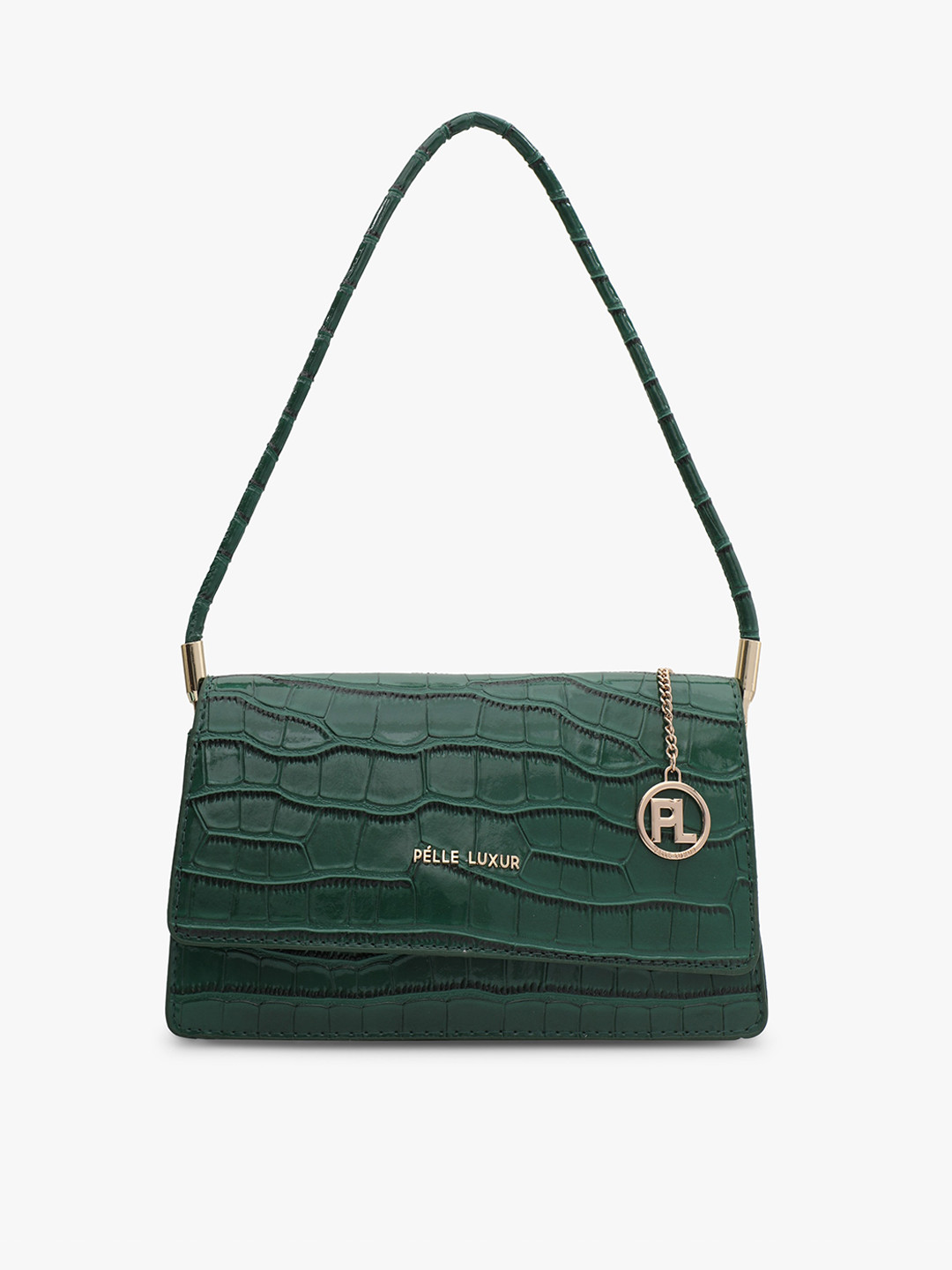 

PELLE LUXUR Textured Structured Handheld Bag, Green