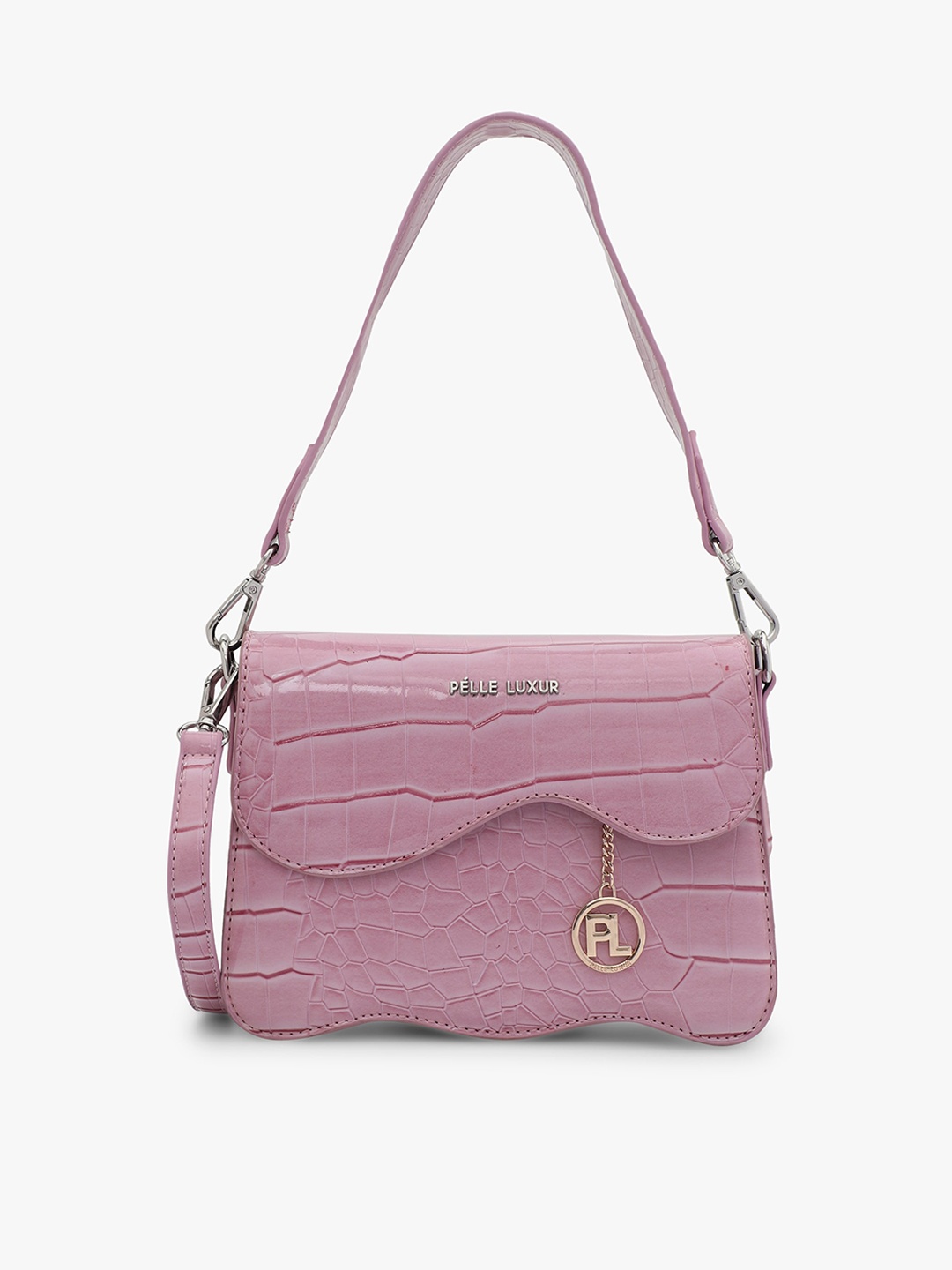 

PELLE LUXUR Textured Structured Sling Bag, Pink
