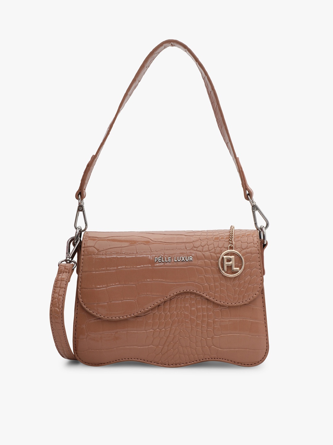 

PELLE LUXUR Textured Structured Sling Bag, Brown