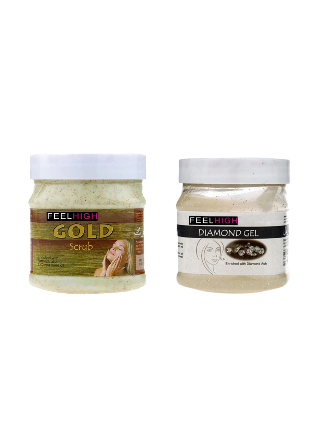 

FEELHIGH Face & Body Gold Scrub & Diamond Gel - 500gm Each, Multi