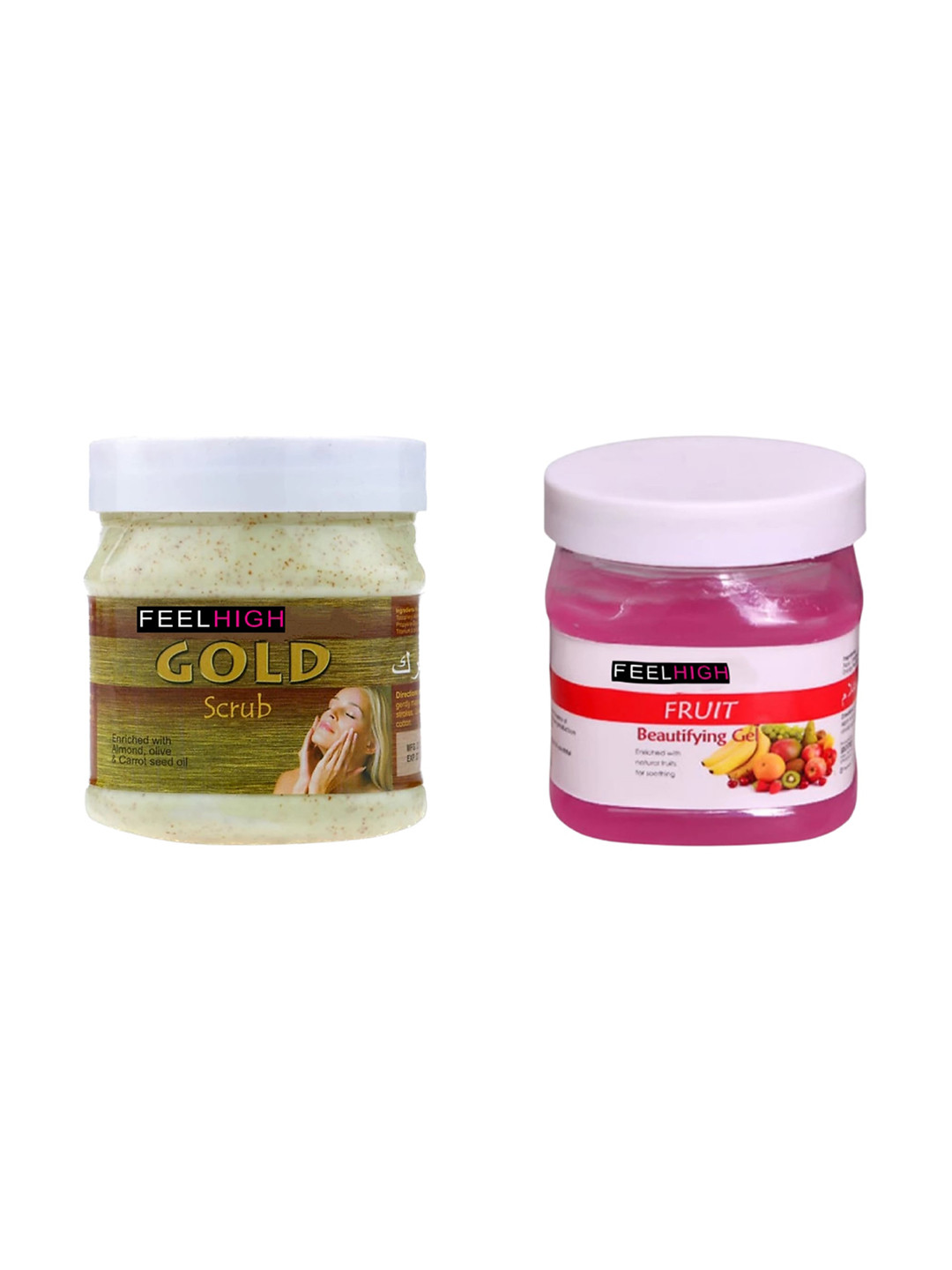 

FEELHIGH Set Of Face & Body Gold Scrub & Fruit Gel - 500gm, Multi