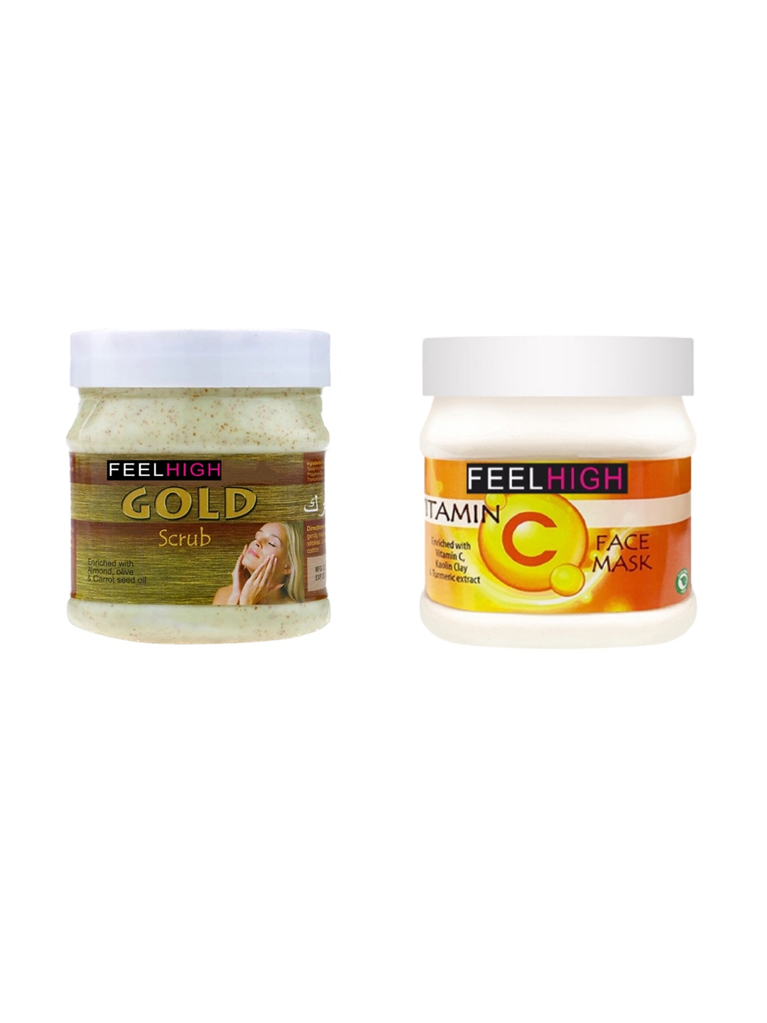 

FEELHIGH Set Of Face & Body Gold Scrub & Vitamin C Mask - 500gm Each, Multi