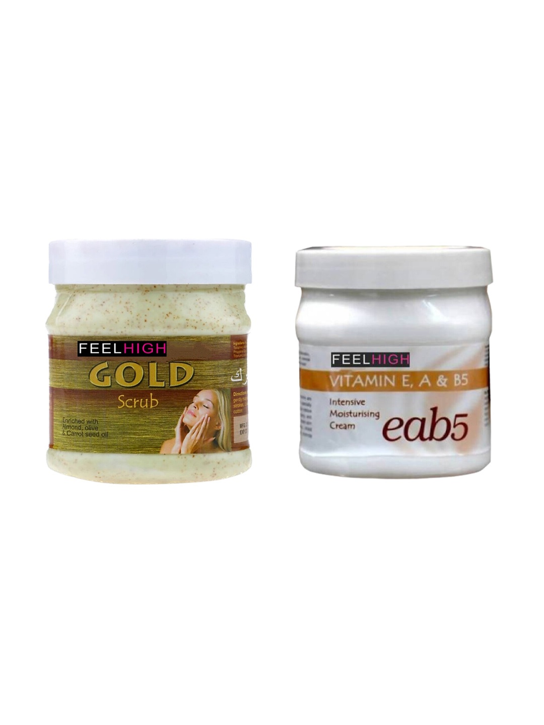 

FEELHIGH Face & Body Gold Scrub & Vitamin Eab5 Cream 500gm Each, Multi