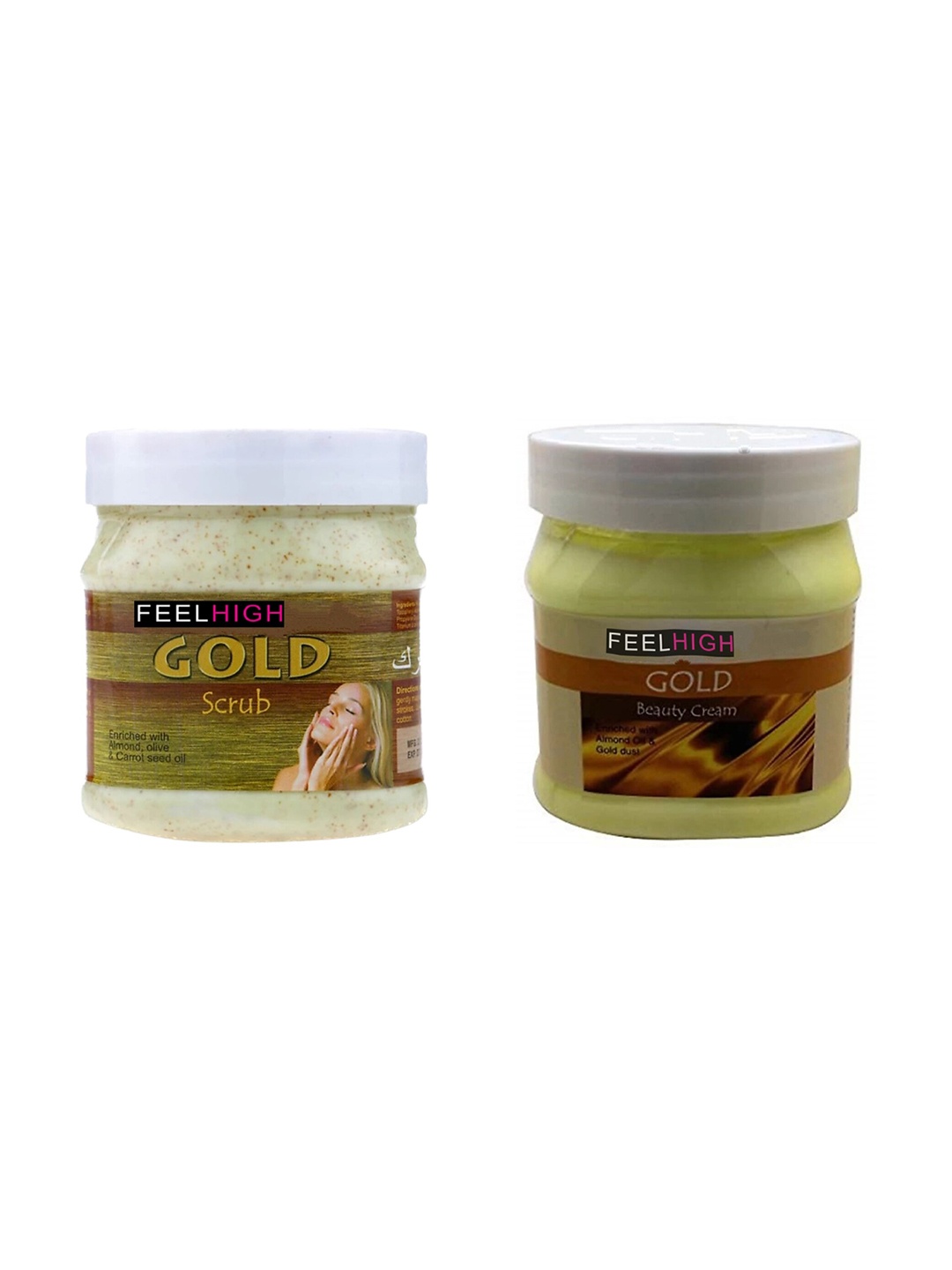 

FEELHIGH Set Of Face & Body Gold Scrub & Gold Cream 500gm, Multi