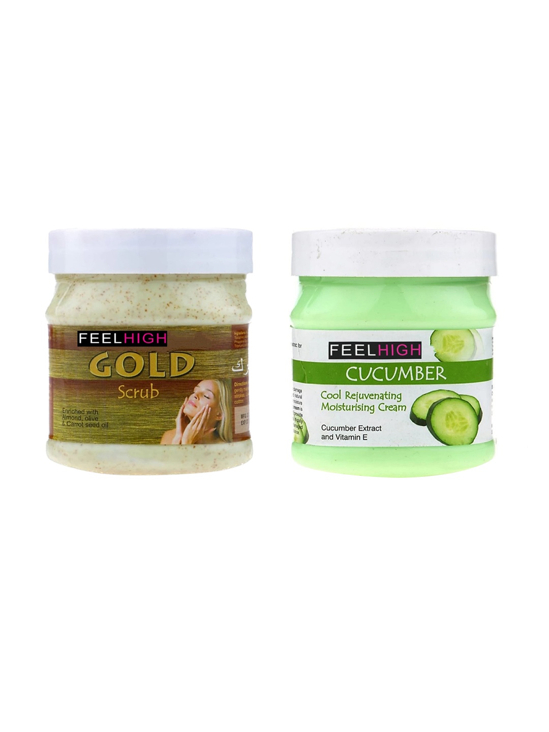 

FEELHIGH Set Of 2 Face & Body Gold Scrub & Cucumber Cream 500gm Each, Multi