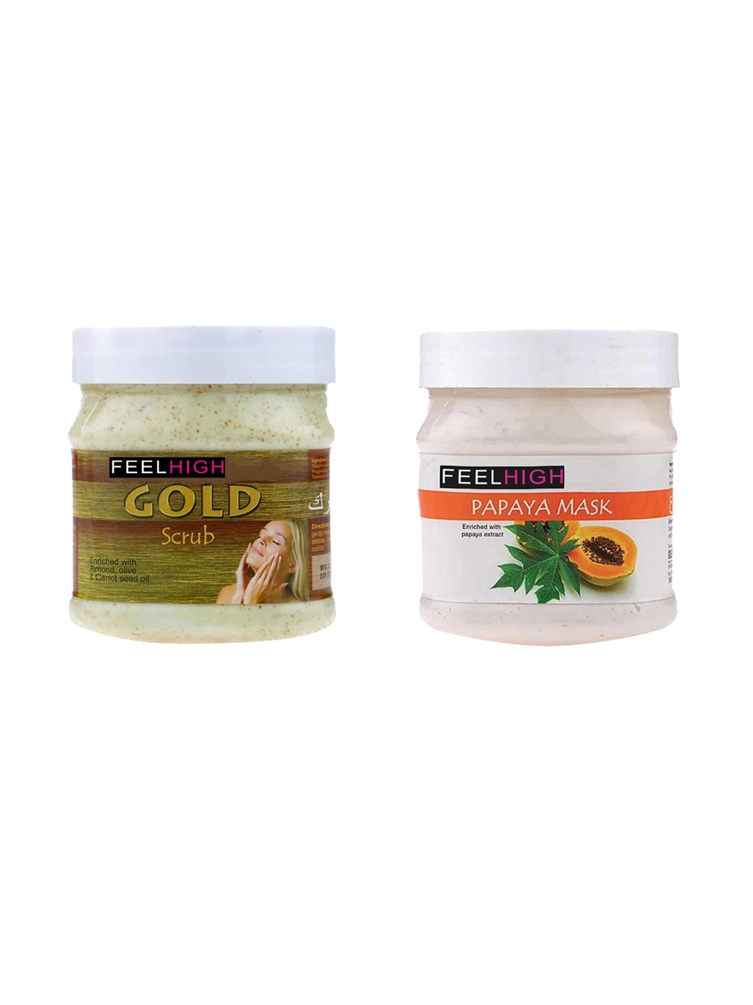 

FEELHIGH Set Of 2 Face & Body Gold Scrub & Papaya Mask -500ml Each, White