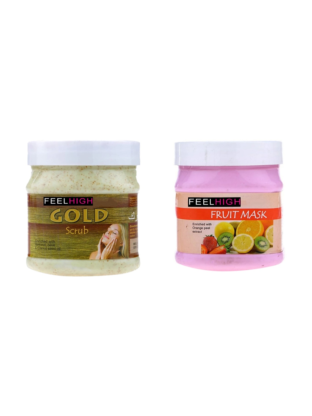 

FEELHIGH Set Of 2 Face & Body Gold Scrub & Fruit Mask 500gm, Multi
