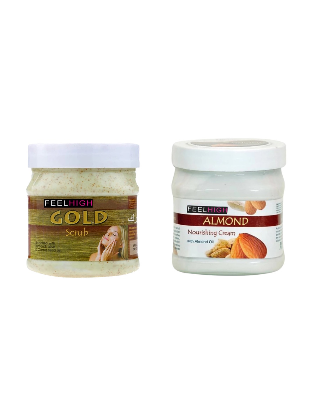 

FEELHIGH Set Of 2 Face & Body Gold Scrub & Almond Cream-500ml Each, White