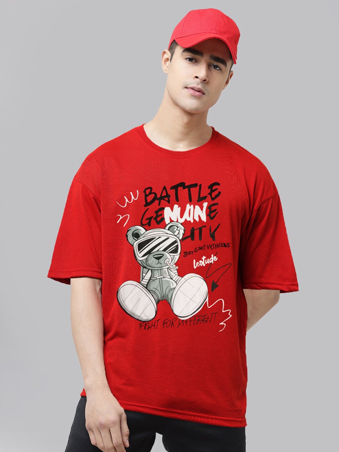 

Leotude Graphic Printed Oversized T-shirt, Red