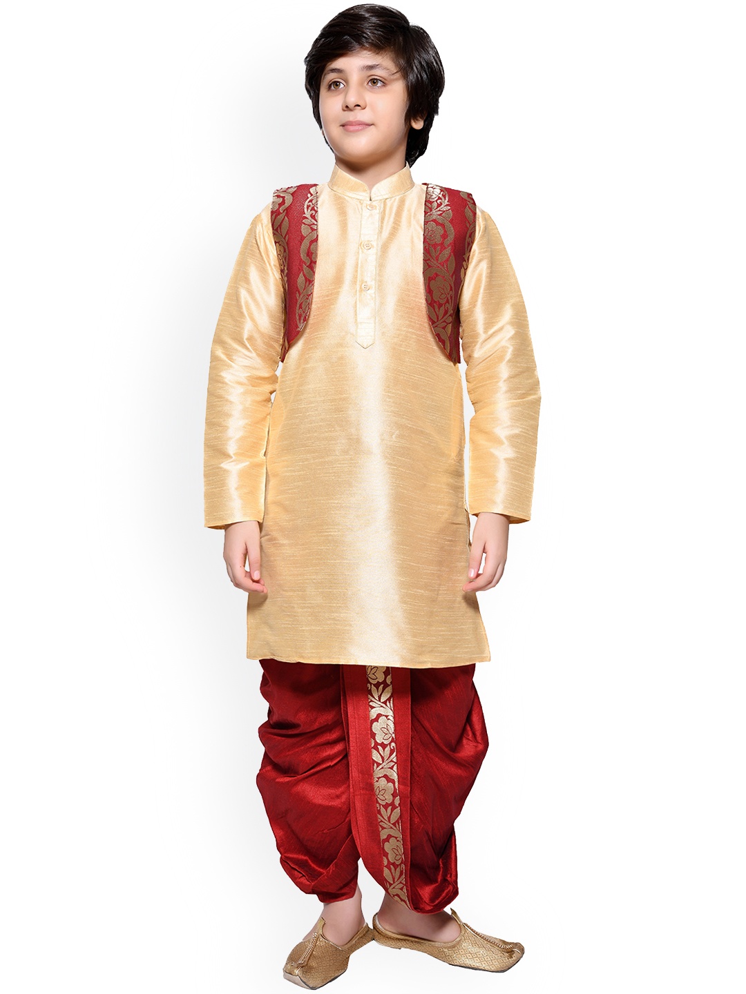 

BAESD Boys Regular Kurta With Dhoti Pants, Cream