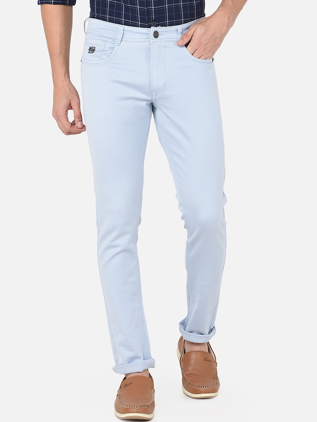 

MOZZO Men Lean Mid Rise Clean Look Slim Fit Jeans, Blue