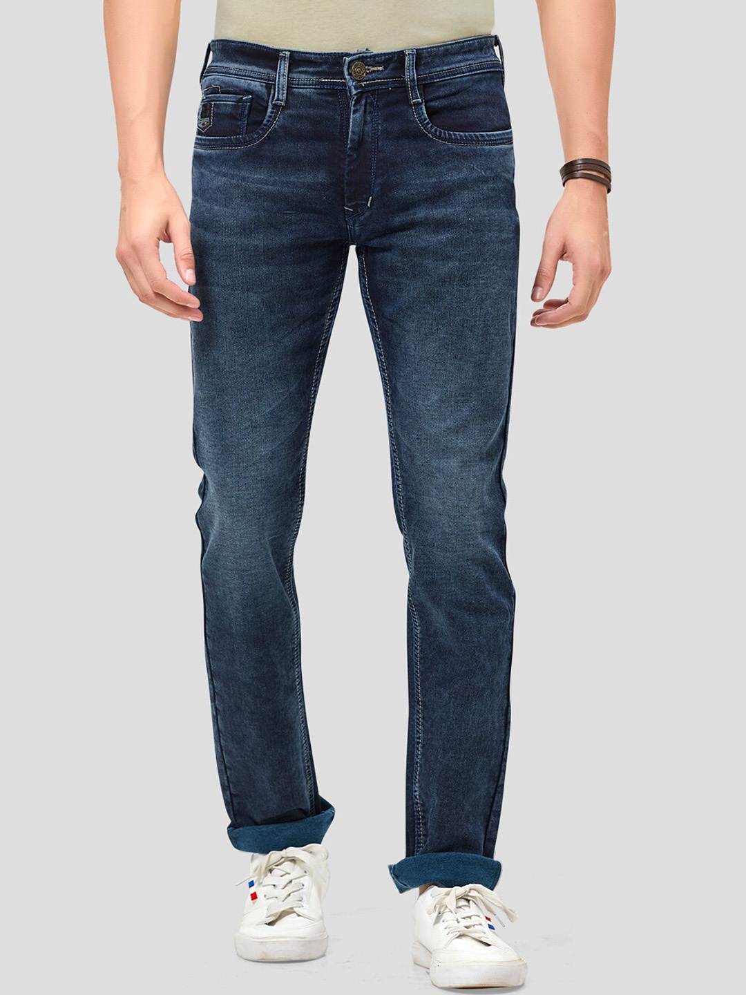 

MOZZO Men Blue Lean Slim Fit Heavy Fade Clean Look Stretchable Jeans