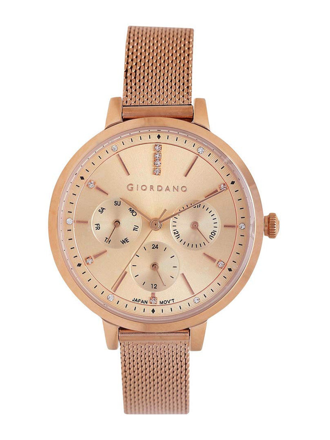 

GIORDANO Women Embellished Dial & Bracelet Style Straps Analogue Watch, Rose gold