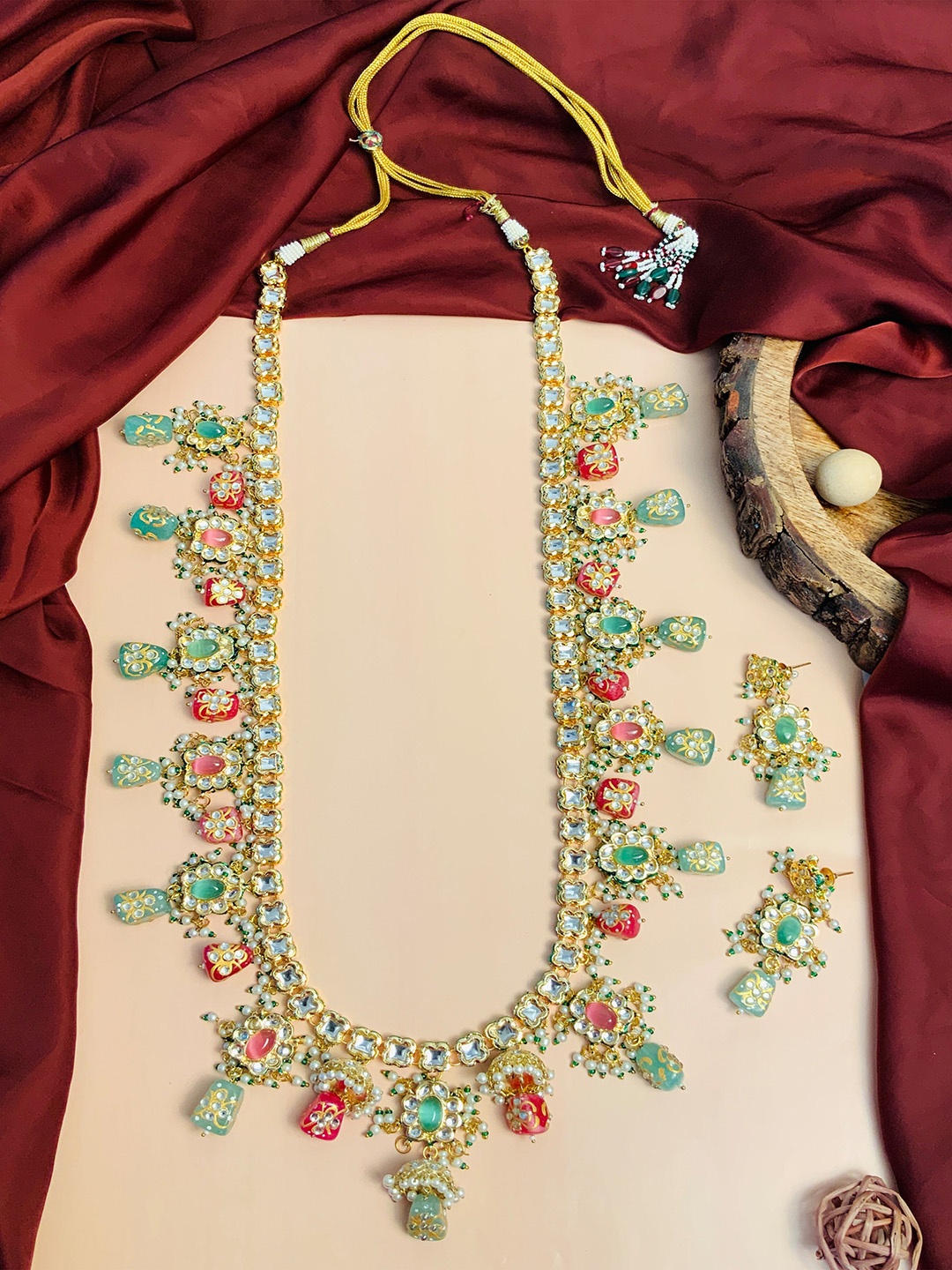 

ABDESIGNS Gold-Plated Studded & Beaded Jewellery Set